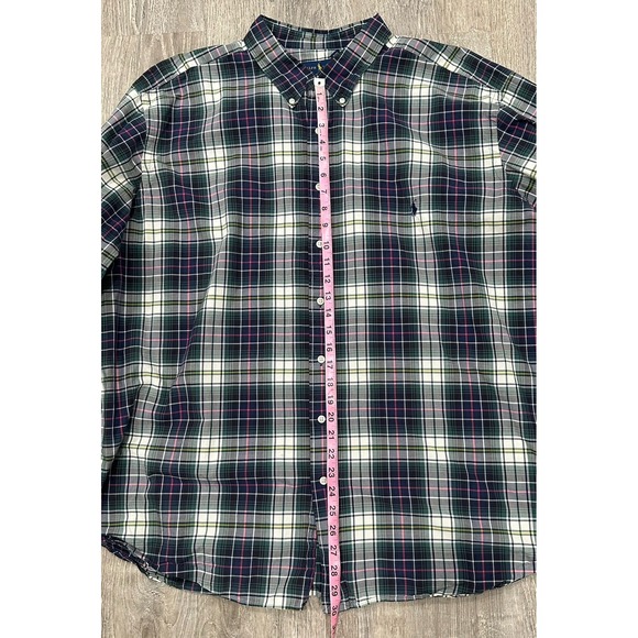 Ralph Lauren‎ Shirt Mens 3XB Green Blue Plaid Tartan Button Down Pony Shirt - Picture 5 of 13